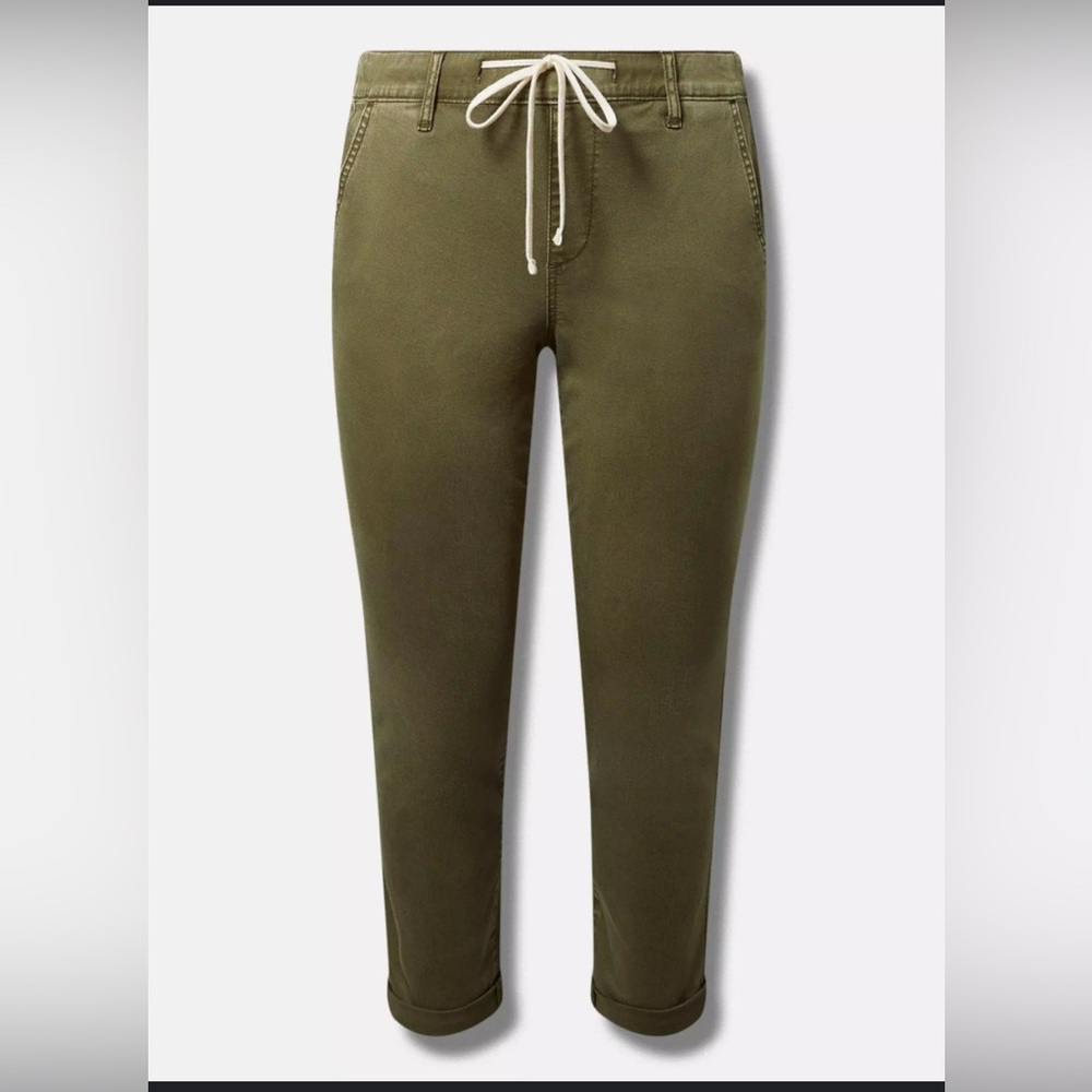 Torrid Weekend Boyfriend Straight Stretch Twill Green Trousers